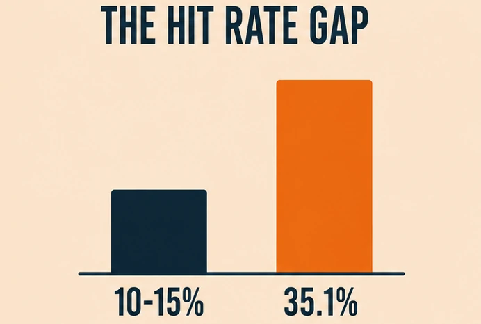 Bar chart comparing Claude AI protein design hit rates to the typical industry hit rate
