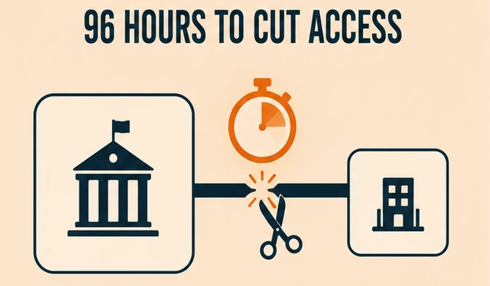 Illustration representing the 96 hour license revocation rule under the California AI Transparency Act