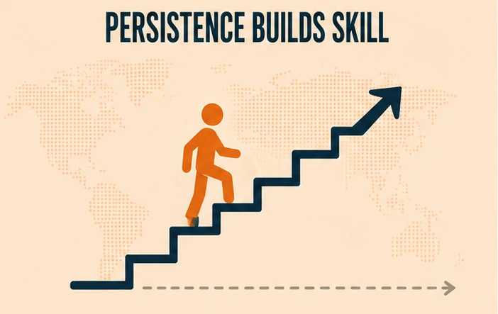 Illustration representing how persistence builds long term learning skill